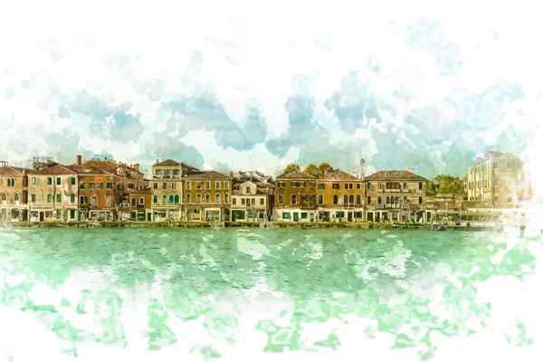 Panoramatický pohled na ostrově Giudecca — Stockový vektor