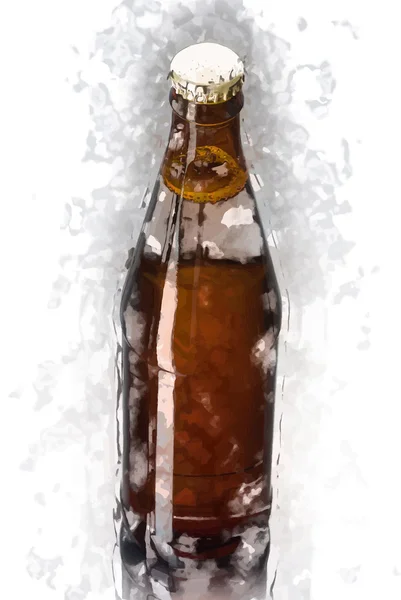 Botellas de cerveza sobre una superficie reflectante — Vector de stock