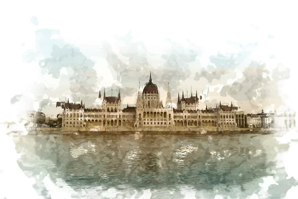 Edificio del Parlamento Budapest — Vector de stock