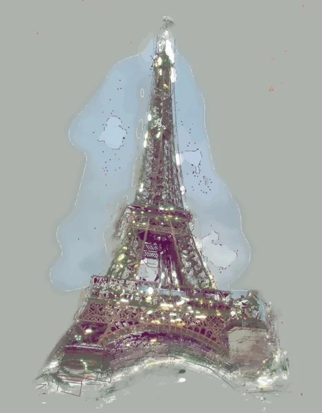 Torre Eiffel al anochecer — Vector de stock