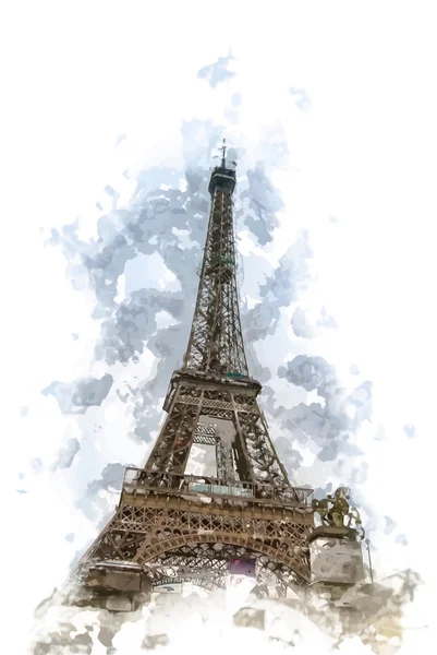 Torre Eiffel al anochecer — Vector de stock