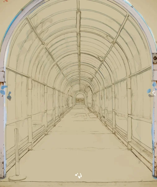 Tunnelkonstruktion, Stahl und Glas — Stockvektor