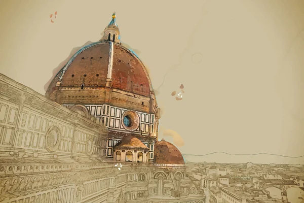 De basilica di santa maria del fiore, florence, Italië — Stockvector