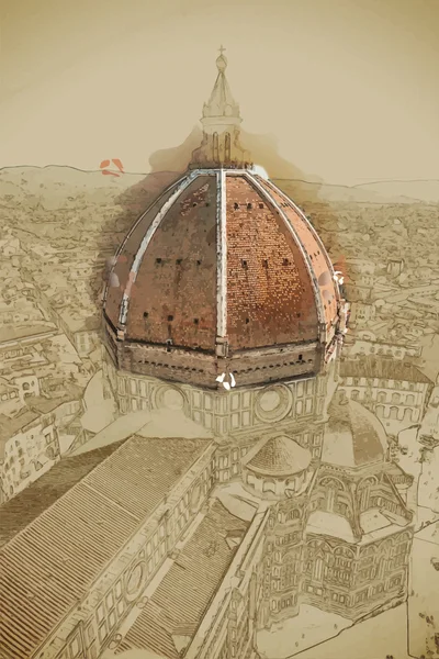 Basílica de Santa Maria del Fiore, Florencia, Italia — Vector de stock