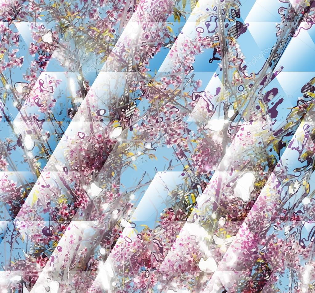 Abstract flower painting. Grungy background texture for text, logo or website. Beautiful spring flowers painted with brushstrokes and digitally modified