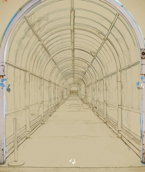 Konstrukcji tunelu, stali i szkła — Zdjęcie stockowe
