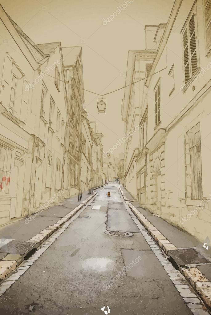 Empty Street in old town Stock Vector by ©Romas_ph 77542490
