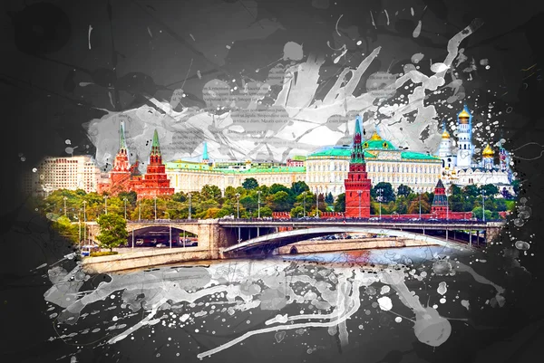 El río Moscú y el Kremlin — Foto de Stock