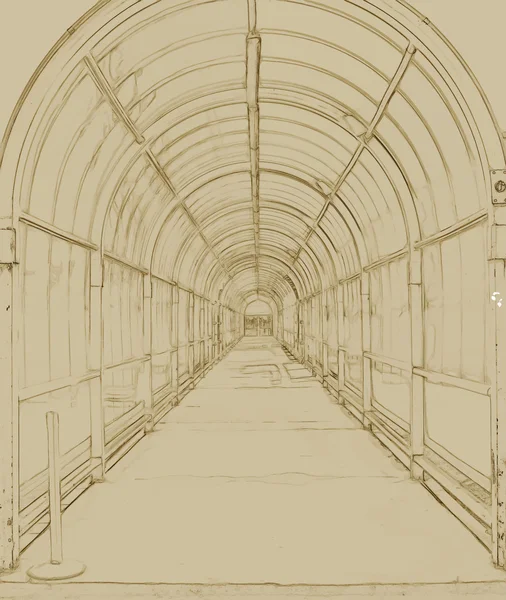 Estructura del túnel, acero y vidrio —  Fotos de Stock