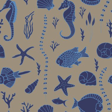 Elle çizilmiş balıklarla kusursuz desen