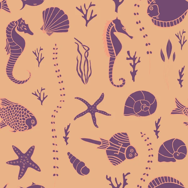 Seamless pattern with hand drawn fishes Vector Graphics
