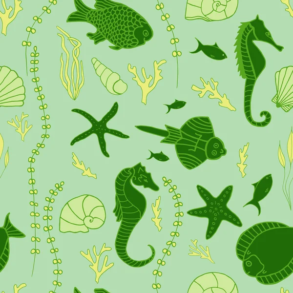 Seamless pattern with hand drawn fishes Royalty Free Stock Vectors