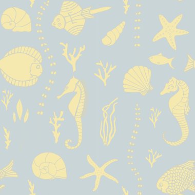 Elle çizilmiş balıklarla kusursuz desen