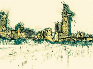 Cityscape ho chi minh geceleri