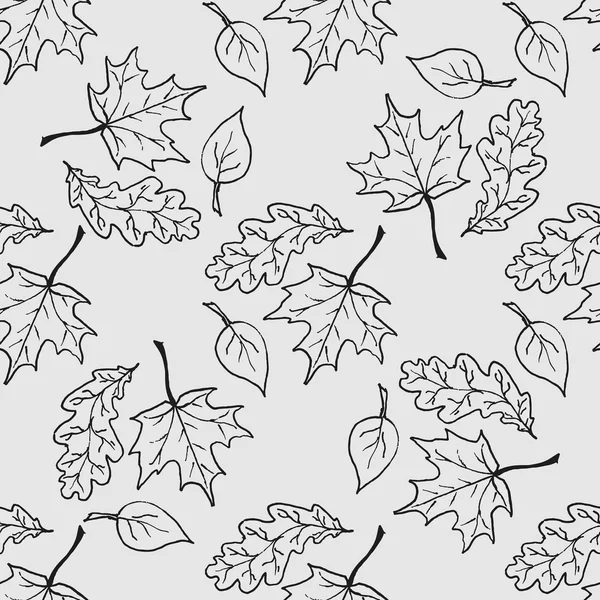 Seamless pattern with hand drawn leaves — Stock Vector