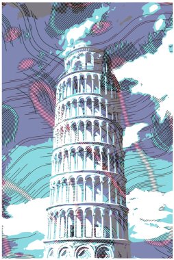 Ünlü Pisani kule etkileri oyma ile render.