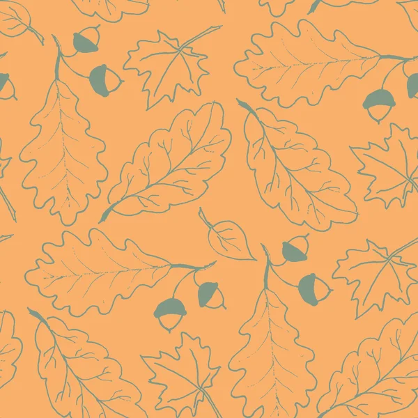 Saumaton kuvio käsin vedetyt lehdet — vektorikuva