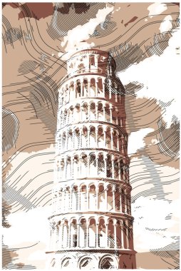 Ünlü Pisani kule etkileri oyma ile render.