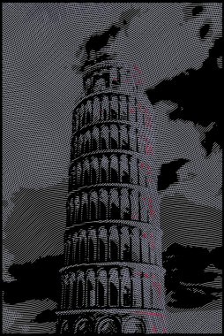 Ünlü Pisani kule etkileri oyma ile render.