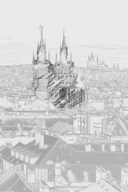 Prag şehrinin manzarası