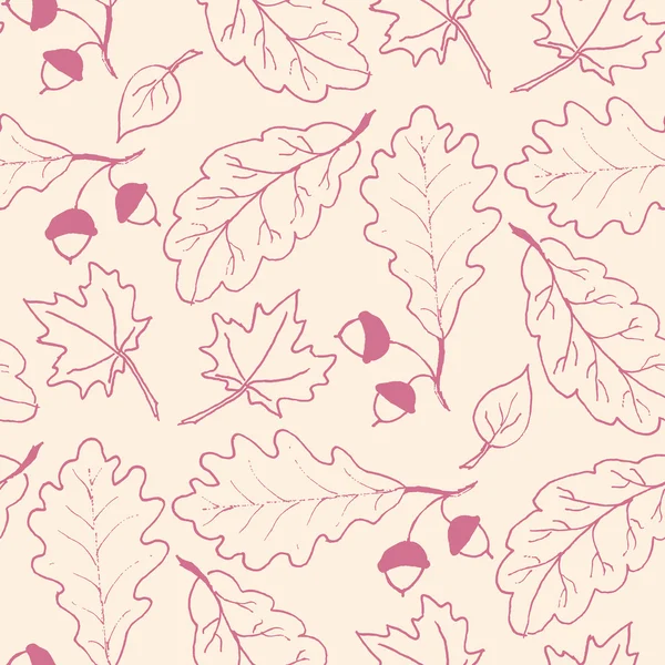 Seamless pattern with hand drawn leaves — Stock Vector