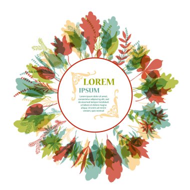Sonbahar yuvarlak çerçeve. Sonbahar yaprakları çelenk.