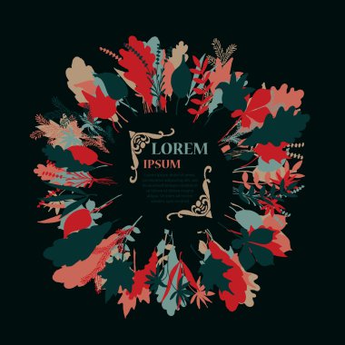 Sonbahar yuvarlak çerçeve. Sonbahar yaprakları çelenk.