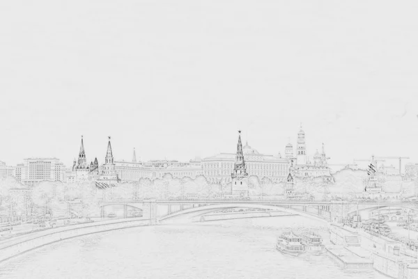 El río Moscú y el Kremlin — Foto de Stock