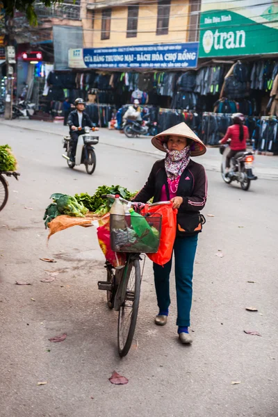 Une femme au chapeau conique traditionnel — Photo