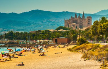 View of the beach of Palma de Mallorca clipart