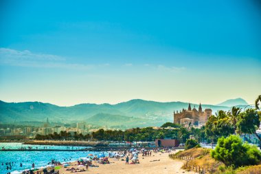 View of the beach of Palma de Mallorca clipart