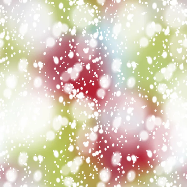 Bunte verschwommene Hintergrund mit Schnee-Overlay, nahtlos — Stockvektor