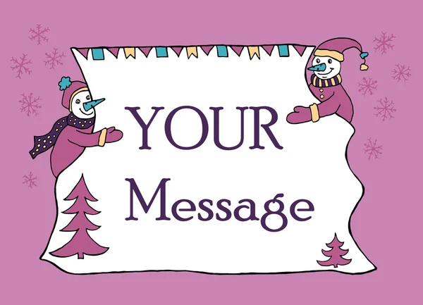Banner de mensaje de año nuevo, dibujado a mano — Vector de stock