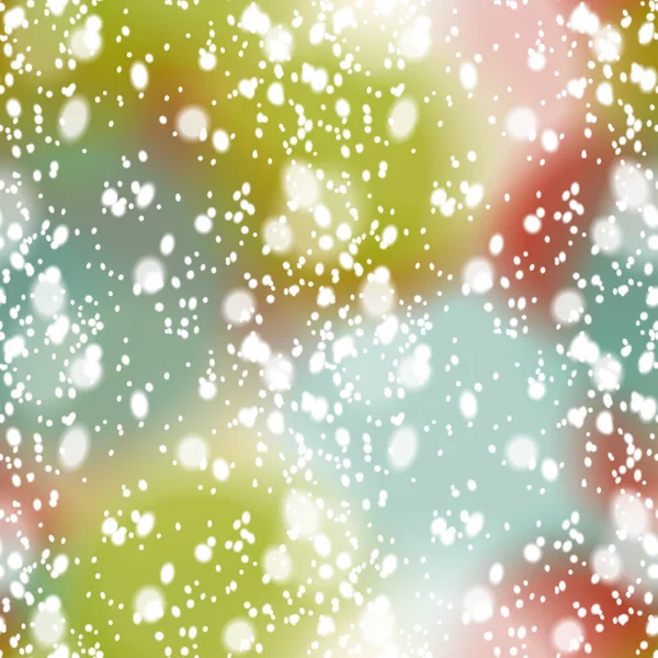 Bunte verschwommene Hintergrund mit Schnee-Overlay, nahtlos — Stockvektor