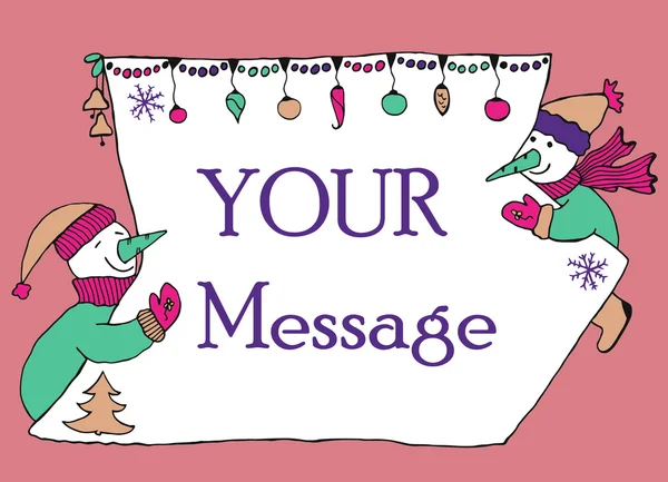 Banner de mensagem de ano novo, desenhado à mão —  Vetores de Stock