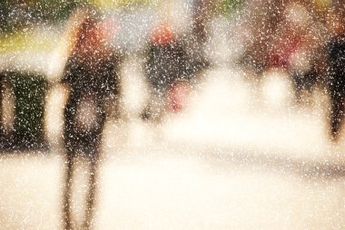 Kışın şehir commuters