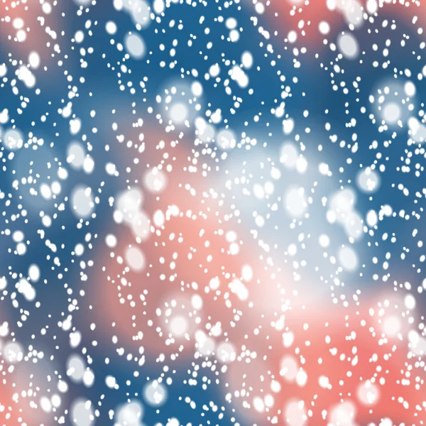 Bunte verschwommene Hintergrund mit Schnee-Overlay, nahtlos — Stockvektor