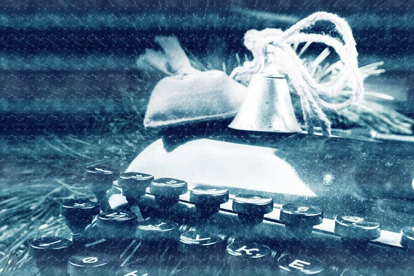 Vintage psací stroj k Vánocům — Stock fotografie