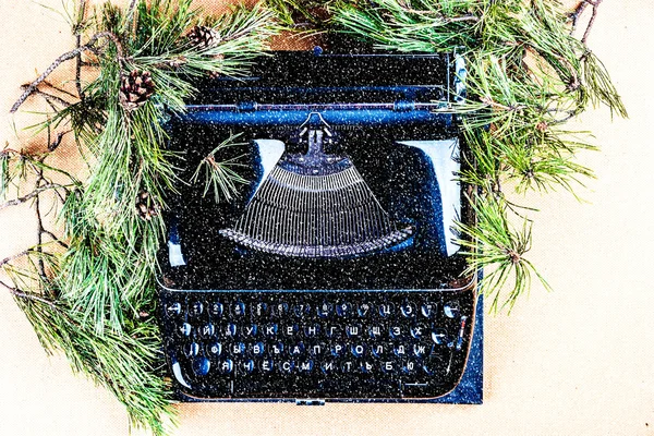 Vintage typewriter for Christmas — Stock Photo, Image