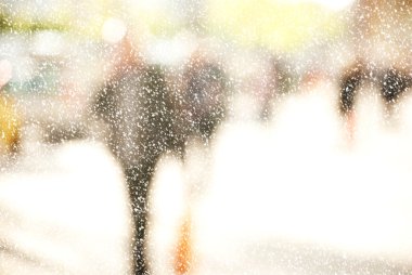 Kışın şehir commuters