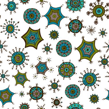 Elle çizilmiş renkli kar taneleri karalamalar