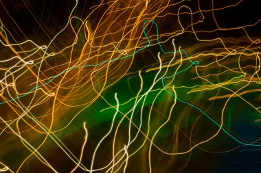 Intentional camera movement, abstract colored light scribbles