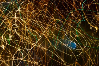 Intentional camera movement, abstract colored light scribbles