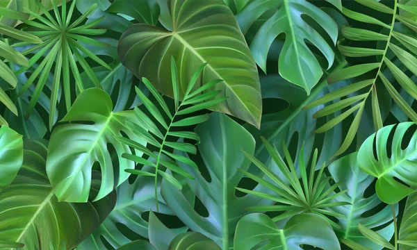 Padrão Com Tropical Folhas Exóticas Fundo Branco Monstera Padrão Sem —  Vetores de Stock