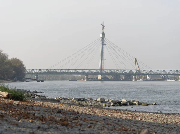 Komarom Hongrie Octobre 2019 Pont Monostor Construction Entre Komarom Hongrie — Photo