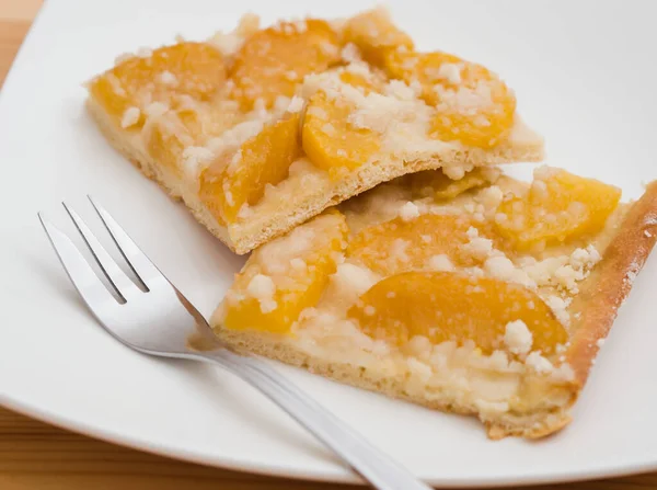 Delicious Peach Pie with Cottage Cheese Closeup