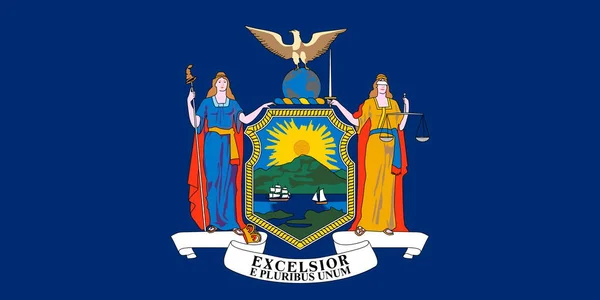 Oficjalna Flaga Płaska Nowego Jorku Pozioma — Zdjęcie stockowe