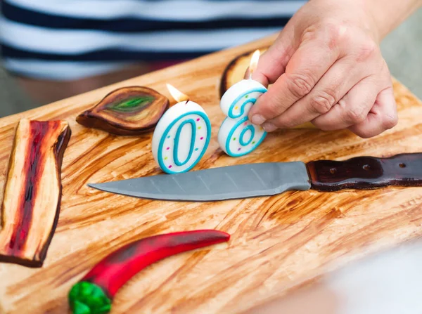 Bacon Cheese and Chili Theme Cake for 60th Birthday Closeup