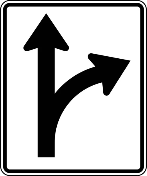 右转或笔直的美国官方道路标志图解 — 图库照片
