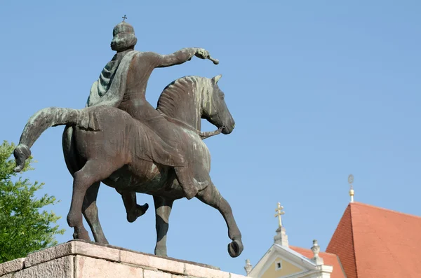 Equestrian Statue of St. Stephen in Gyor — Stock Photo, Image